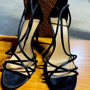 Black high strap stilettos